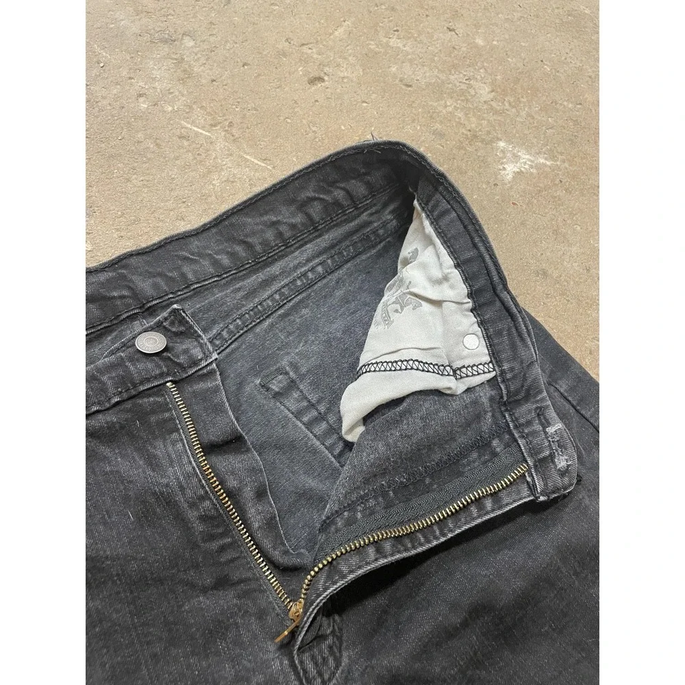 Levis 511 Jeans Mens‎ 36x32 Black Denim Slim Straight Stretch Zip Fly Distressed
